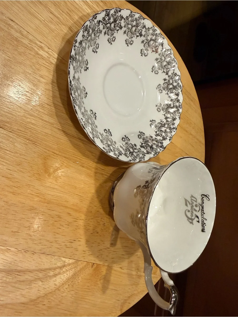 Vintage Royal Albert “Congratulations 25th Anniversary' Teacup & Saucer